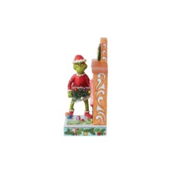 Grinch Pushing Christmas Tree up Fireplace Figurine The Grinch by Jim Shore