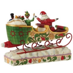 Spreading Christmas Cheer Buddy and Santa in Sleigh Figurine