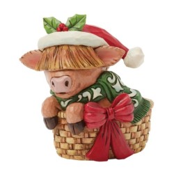 Higland Cow in Basket Mini Figurine