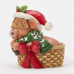 Higland Cow in Basket Mini Figurine