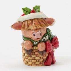 Higland Cow in Basket Mini Figurine