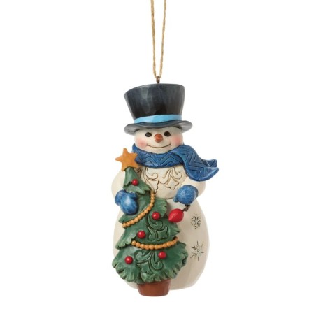 Snowman with Tree Hanging Ornament Heartwood Creek by Jim Shore