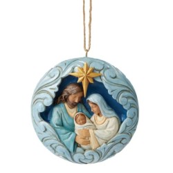 Blue and Gold Holy Family Hanging Ornament