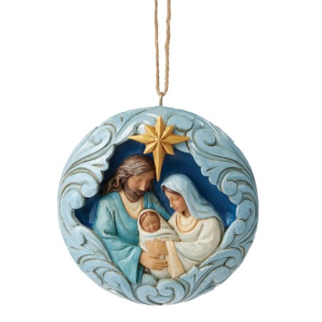 Blue and Gold Holy Family Hanging Ornament