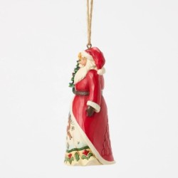 Santa with Vintage Christmas Tree Hanging Ornament