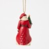 Santa with Vintage Christmas Tree Hanging Ornament