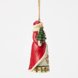 Santa with Vintage Christmas Tree Hanging Ornament