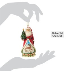 Santa with Vintage Christmas Tree Hanging Ornament