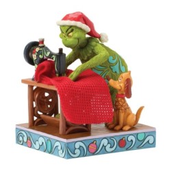 Grinch and Max Sewing a Santa Suit Figurine The Grinch by Jim Shore