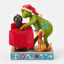 Grinch and Max Sewing a Santa Suit Figurine The Grinch by Jim Shore