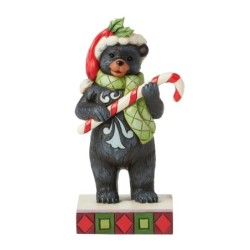 Beary Merry Christmas Lodge Black Bear with Candy Cane Heartwood Creek
