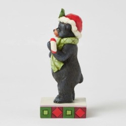 Beary Merry Christmas Lodge Black Bear with Candy Cane Heartwood Creek