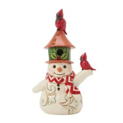 Snowman with Birdhouse Hat Mini Figurine Heartwood Creek by Jim Shore