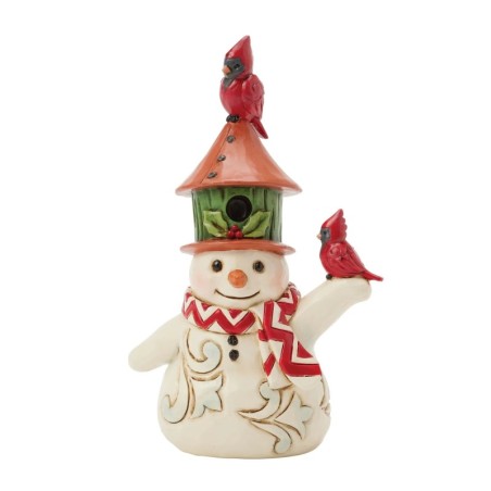 Snowman with Birdhouse Hat Mini Figurine Heartwood Creek by Jim Shore