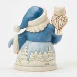 Blue Santa with Owl Mini Figurine