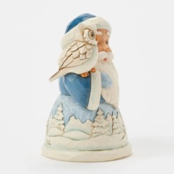 Blue Santa with Owl Mini Figurine