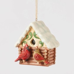Log Cabin Bird House Hanging Ornament Heartwood Creek by Jim Shore