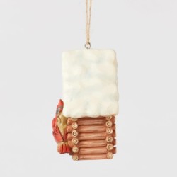 Log Cabin Bird House Hanging Ornament Heartwood Creek by Jim Shore