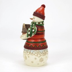 Lodge Snowman with Log Cabin