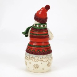 Lodge Snowman with Log Cabin