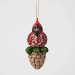 Cardinal on a Pinecone Hanging Ornament