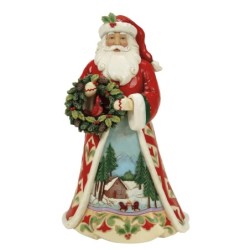 Christmas's Peaceful Retreat Lodge Santa with Wreath Scene Heartwood Creek