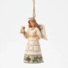 White Woodland Angel with Owl Hanging Ornament Heartwood Creek by Jim Shore
