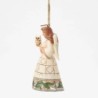 White Woodland Angel with Owl Hanging Ornament Heartwood Creek by Jim Shore