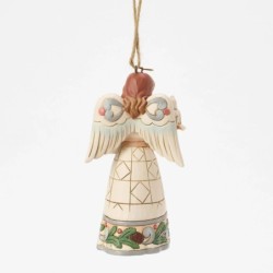 White Woodland Angel with Owl Hanging Ornament Heartwood Creek by Jim Shore