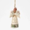 White Woodland Angel with Owl Hanging Ornament Heartwood Creek by Jim Shore