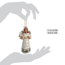 White Woodland Angel with Owl Hanging Ornament Heartwood Creek by Jim Shore