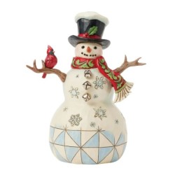 Snowman with Top Hat Cardinal Heartwood Creek by Jim Shore