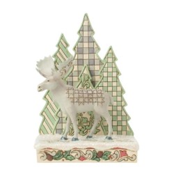 Frozen Forest White Woodland Moose with Layered Trees Heartwood Creek