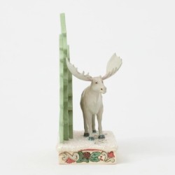 Frozen Forest White Woodland Moose with Layered Trees Heartwood Creek