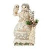 Winter's Gentle Gatherings White Woodland Snowman with Basket of Evergreen Sprigs Heartwood Creek