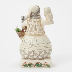 Winter's Gentle Gatherings White Woodland Snowman with Basket of Evergreen Sprigs Heartwood Creek