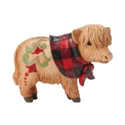 Moo-ti-ful Christmas Highland Calf Pint Figurine Heartwood Creek