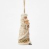 White Woodland Santa holidng a Fawn Hanging Ornament Heartwood Creek