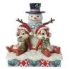 Snow Much Fun Chip n Dale Snowman Figurine Disney Traditions by Jim Shore
