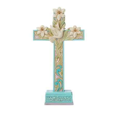 Cross with Lilies and Dove Figurine Heartwood Creek
