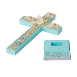 Cross with Lilies and Dove Figurine Heartwood Creek