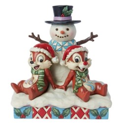 Snow Much Fun Chip n Dale Snowman Figurine Disney Traditions by Jim Shore