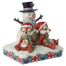 Snow Much Fun Chip n Dale Snowman Figurine Disney Traditions by Jim Shore